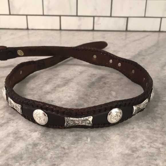 Vintage Nadine Western Belt Womens 32 Brown Leather Conchos Cowboy Rodeo USA - Picture 4 of 10
